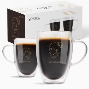 Double Walled Glass Coffee Mugs for Couples